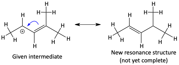 Resonance forms for allylic carbocation