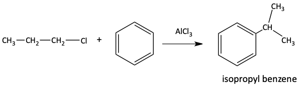 propyl chloride Friedel-Crafts makes isopropyl benzene