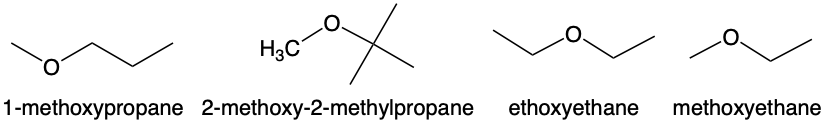 IUPAC named ethers