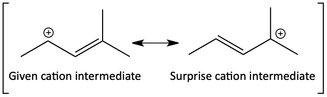 Resonance structures of two allylic cations