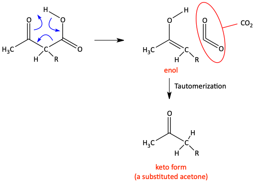 Decarboxylation in acetoacetic ester synthesis mechanism