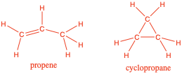 propene and cyclopropane
