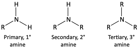 primary, secondary, tertiary amines