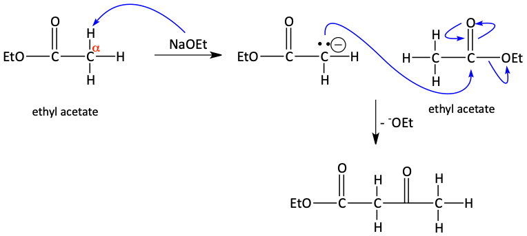 Claisen condensation example reaction