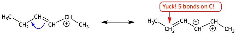 Incorrect movement of electrons to make resonance form