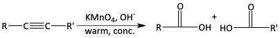 further oxidation of alkyne with KMnO4 to form carboxylic acids