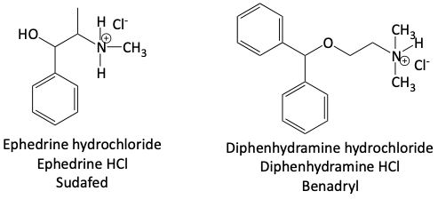 Ephedrine hydrochloride and diphenhydramine hydrochloride