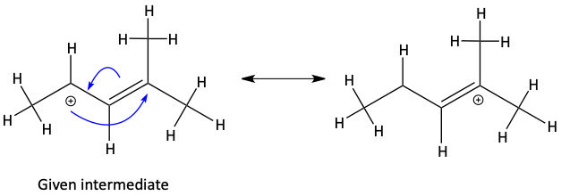 Incorrect movement of cation and electrons in attempt to make resonance form