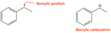 Benzylic position, benzylic carbocation