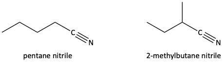alkyl nitriles named by IUPAC