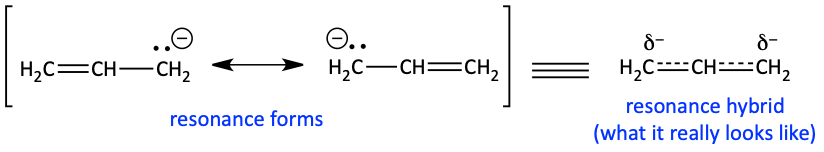 Resonance forms of allylic carbanion