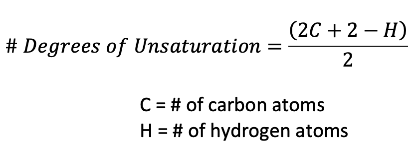 Formula to calculate degrees of unsaturation
