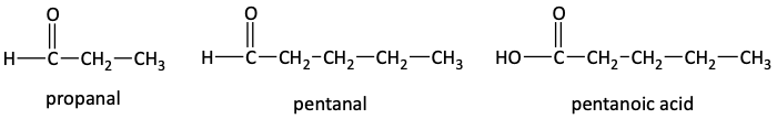 IUPAC names for aldehydes like propanal and pentanal