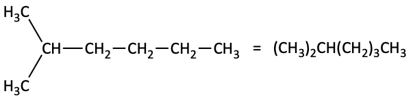 2-methyl hexane condensed structural formula