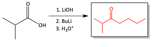 Ketone from carboxylic acid problem answer