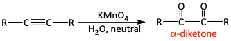 KMnO4 oxidation of alkyne to form diketone
