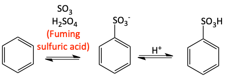 sulfonation of benzene with fuming sulfuric acid
