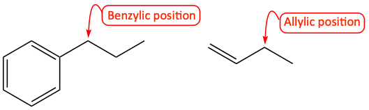 benzylic position, allylic position