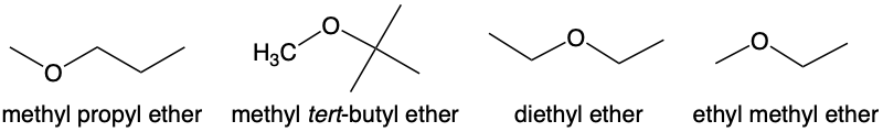 Common names of ethers