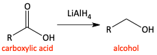 reduction of carboxylic acid with LAH to make alcohol