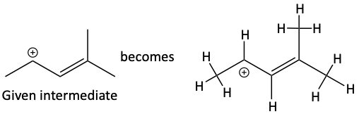 Allylic carbocation with hydrogen atoms shown