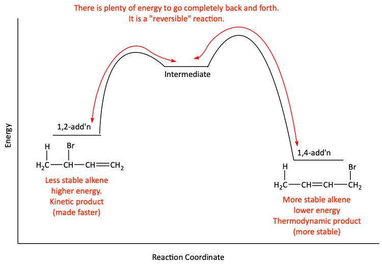Kinetic vs. thermodynamic product