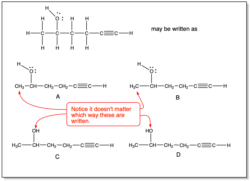 Drawing condensed structural formulas