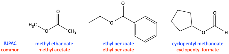 IUPAC names for esters like methyl ethanoate