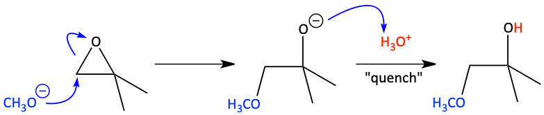 Methoxide reacting with epoxide