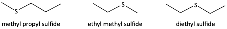 methyl propyl sulfide, ethyl methyl sulfide, diethyl sulfide