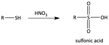 Nitric acid oxidation of thiol to sulfonic acid