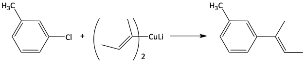 Gilman reagent substitution on aryl halide