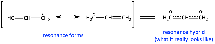 Resonance forms of allylic radical