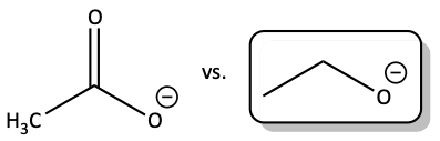 base strength of acetate v. ethoxide