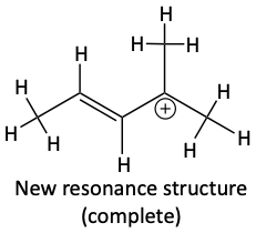 New, completed resonance form of allylic carbocation