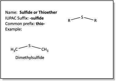 Sulfide or thioether flash card