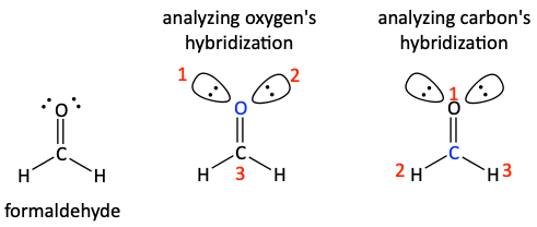 The unhybridized p orbitals with hybrid orbitals