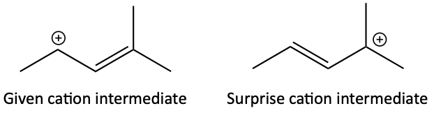 Comparison of allylic cations resonance forms